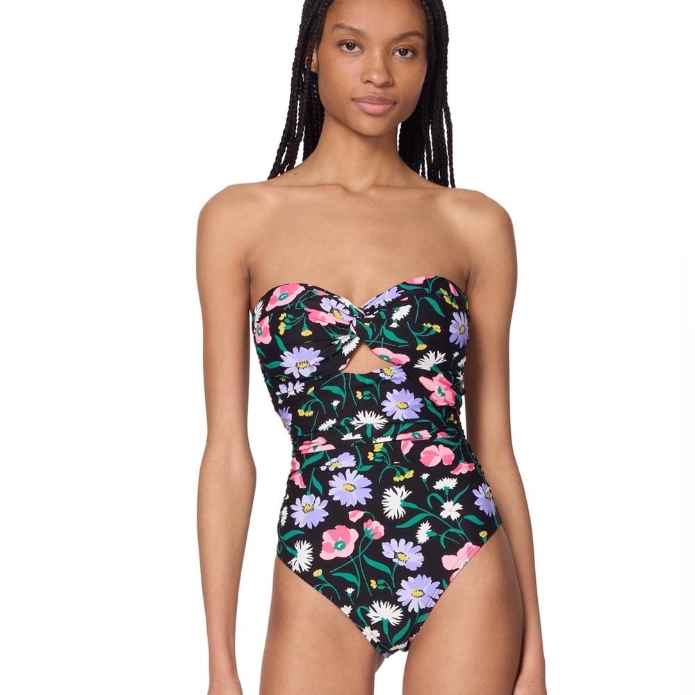 Kate Spade Spring Bouquet Shirred Floral  Bandeau  M-L